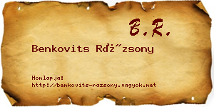 Benkovits Rázsony névjegykártya